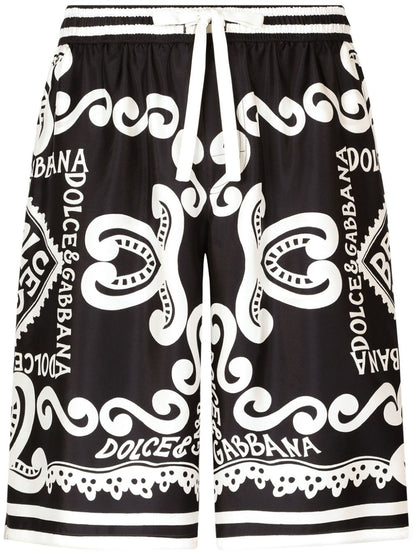Dolce & Gabbana Marina Print Silk Shorts