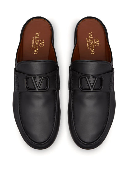 Valentino Garavani V Logo Signature Leather Slippers