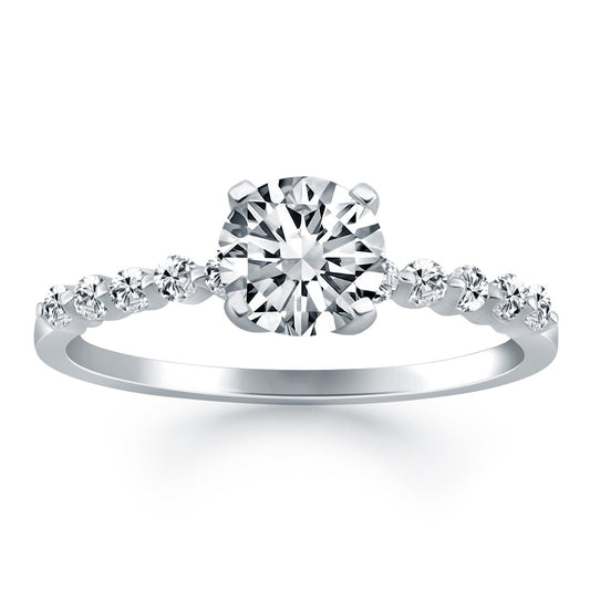 14k White Gold Diamond Engagement Ring with Shared Prong Diamond Accents — photo 1 of 6