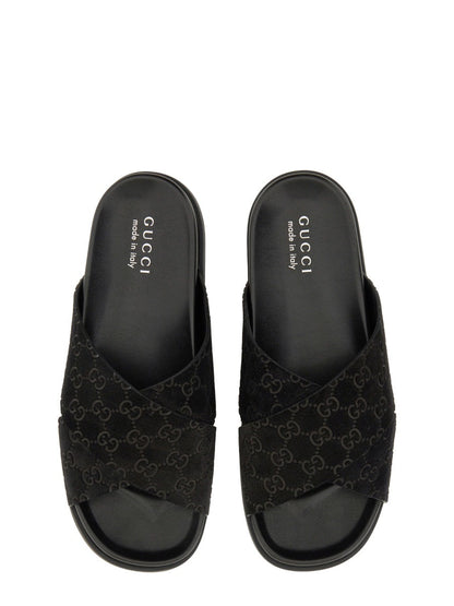 GUCCI Men's GG Pattern Slider Sandals - Stylish Comfort for Spring/Summer 2025, Made in Italy