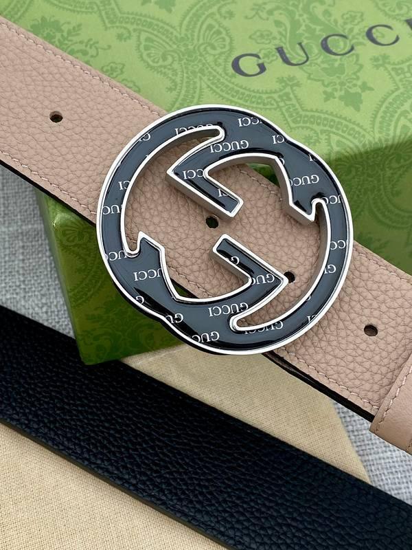 GUCCI Embellished coated-canvas and leather belt 'Beige'