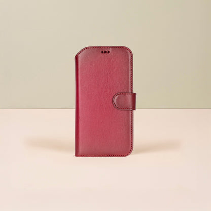 Premium Leather iPhone Air Wallet Case – Red - Austin