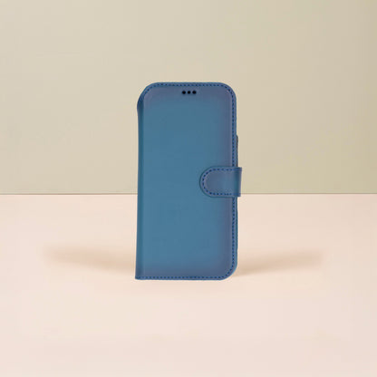 Leather iPhone 18 Pro Wallet Case – Blue - Austin