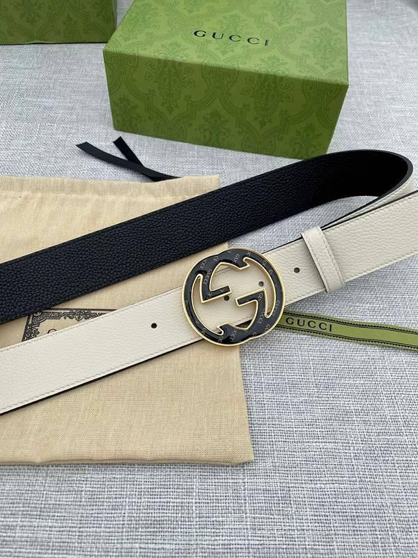 GUCCI Embellished coated-canvas and leather belt 'Cream'