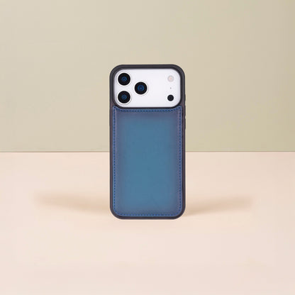 Leather iPhone 17 Pro Wallet Case – Blue - Austin