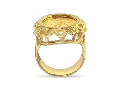 Fancy Ladies Solid White/Yellow/Rose Gold Handmade Coin Ring , Chinese Panda Bear Coin ,