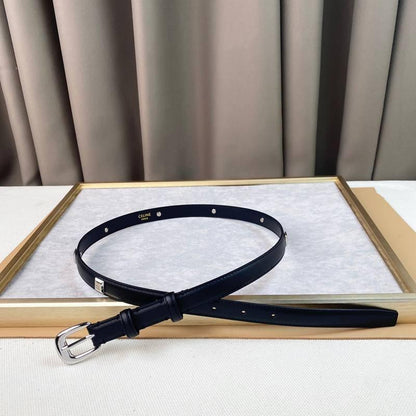 Celine Women Silver Buckle Belt 'Black'