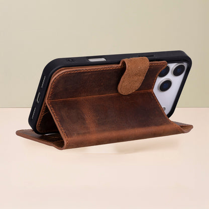 Leather iPhone 18 Pro Wallet Case – Brown - Austin