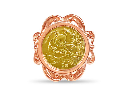 Fancy Ladies Solid White/Yellow/Rose Gold Handmade Coin Ring , Chinese Panda Bear Coin ,