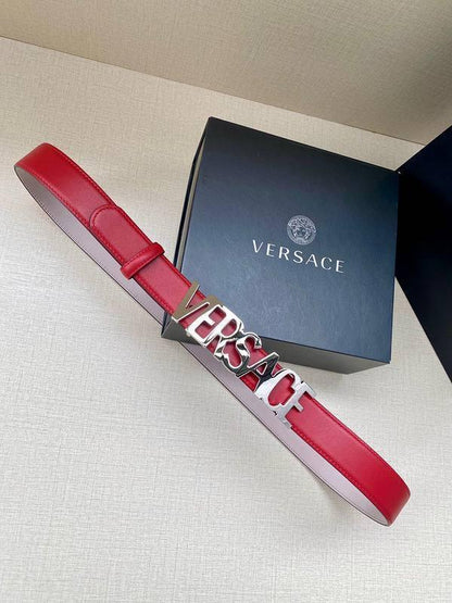 Versace Women's Leather Logo Decorated Buckle Belt
