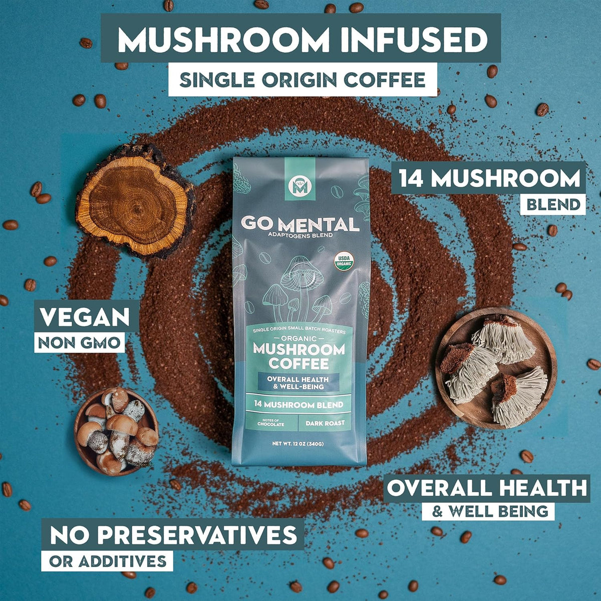 14 Mushroom Coffee Adaptogens Blend
