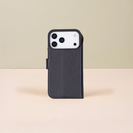 Leather iPhone 17 Pro Wallet Case – Black - Austin
