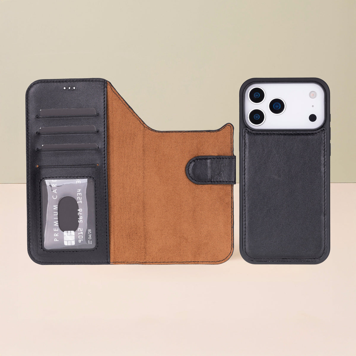 Leather iPhone 17 Pro Max Wallet Case – Black - Austin
