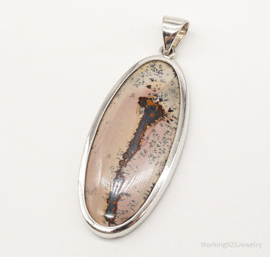 Vintage Long Dendrite Jasper Sterling Silver Pendant — photo 1 of 10