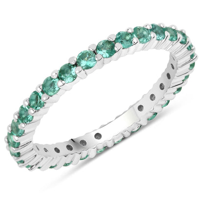 1.02 Carat Genuine Zambian Emerald 14K White Gold Ring
