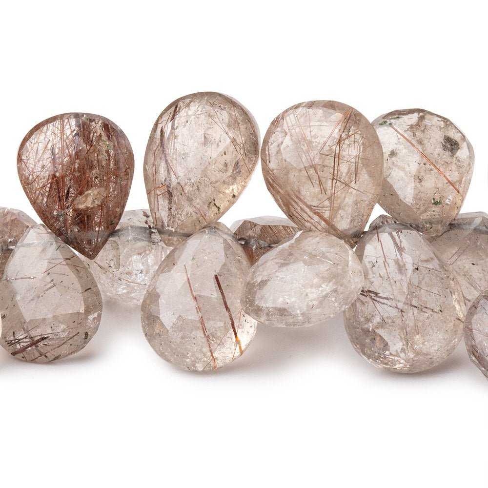 15x11-20x13mm Copper Rutilated Quartz Faceted Pear 8 inch 48 Beads