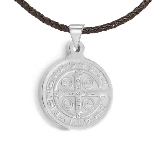 Stainless Steel St. Benedict Medal Necklace - Small