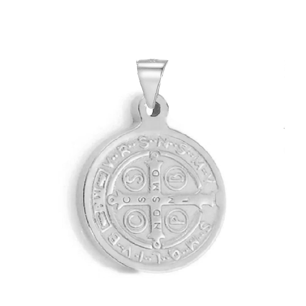 Stainless Steel St. Benedict Medal Necklace - Small