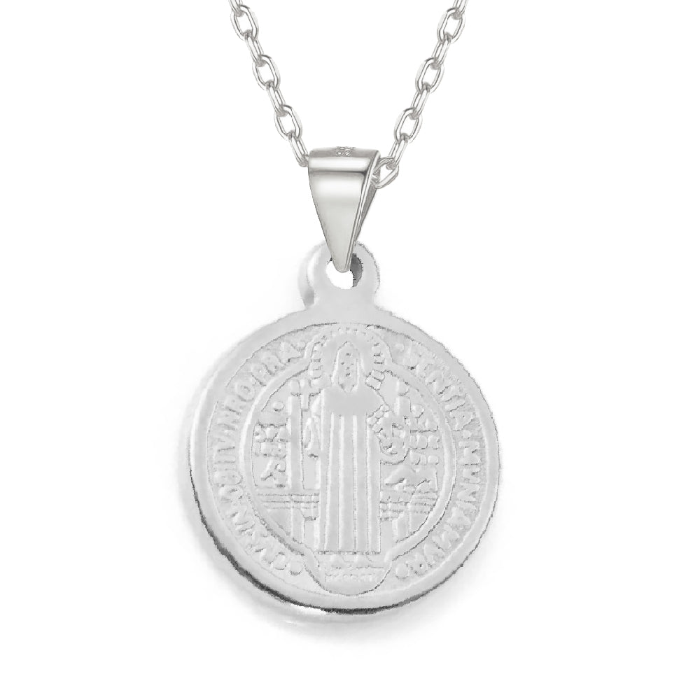 Stainless Steel St. Benedict Medal Necklace - Small
