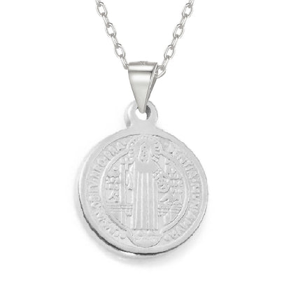 Stainless Steel St. Benedict Medal Necklace - Small