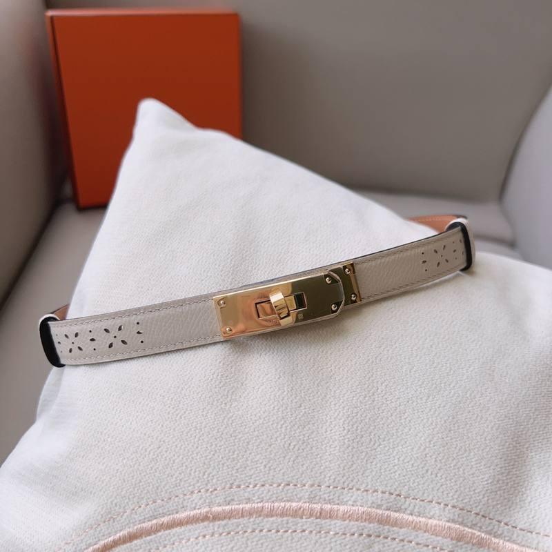Hermes Men Gold Buckle Belt 'White'