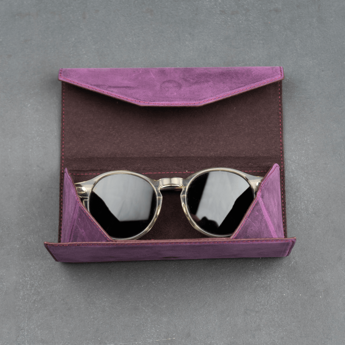 Luxury Leather Sunglasses Case - Purple - Louisville
