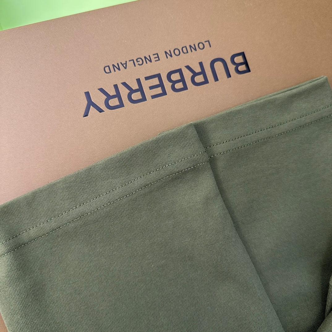 Burberry Green & White T-Shirt Without Collar - Premium Cotton Comfort
