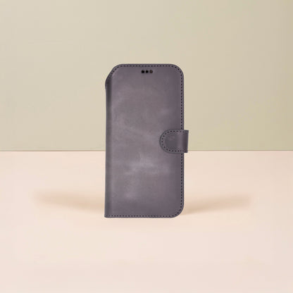 Leather iPhone 18 Pro Max Wallet Case – Gray - Austin