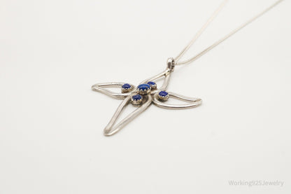 Vintage Native American FY Lapis Lazuli Sterling Silver Cross Necklace