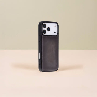 Leather iPhone 17 Pro Wallet Case – Gray - Austin