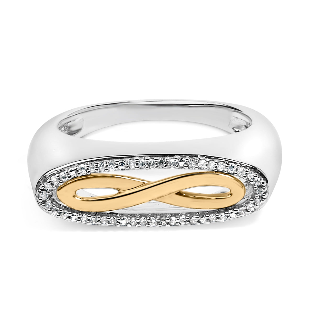 14K Yellow Gold Plated Sterling Silver Diamond Accent Infinity Ring