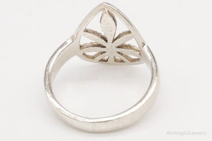 Vintage Medical Marijuana Pot Plant Weed Sterling Silver Ring - Size 5.5