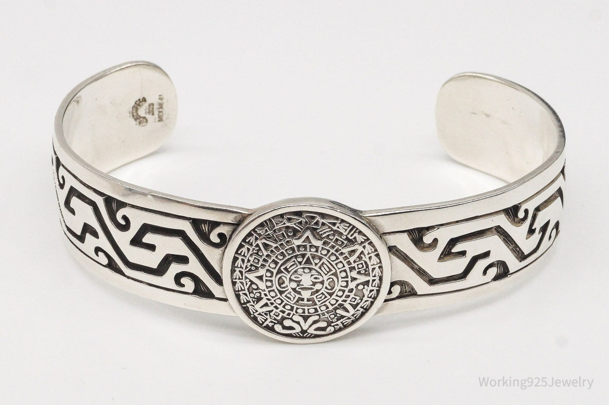 Vintage Escorcia Mexico Mayan Calendar Sterling Silver Cuff Bracelet – 41.4 g Estate Jewelry — photo 4 of 10