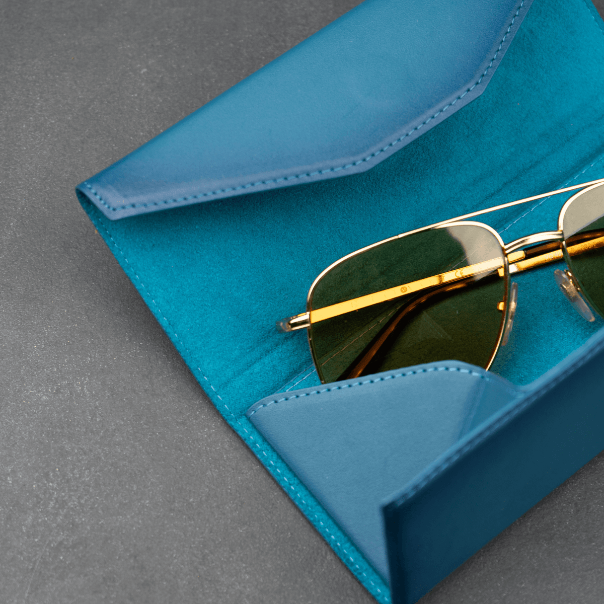 Luxury Leather Sunglasses Case - Dark blue - Louisville