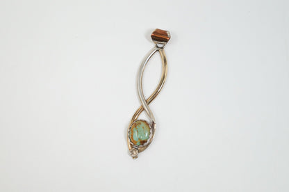Vintage Native American 12K GF Green Turquoise Sterling Silver Pendant