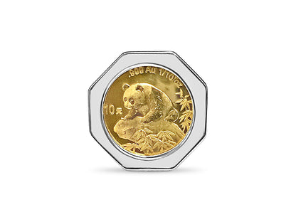 Fancy Solid White/Yellow/Rose Gold Handmade Coin Ring , Chinese Panda Bear Coin ,