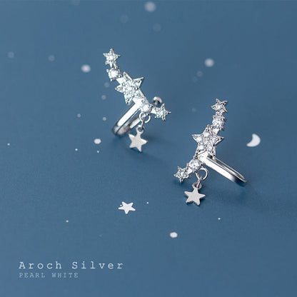 Sier-plated Mori Style Art Lady Star Short Temperamental Earless Ear Clip
