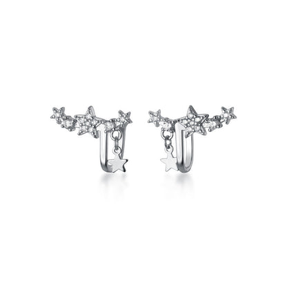Sier-plated Mori Style Art Lady Star Short Temperamental Earless Ear Clip