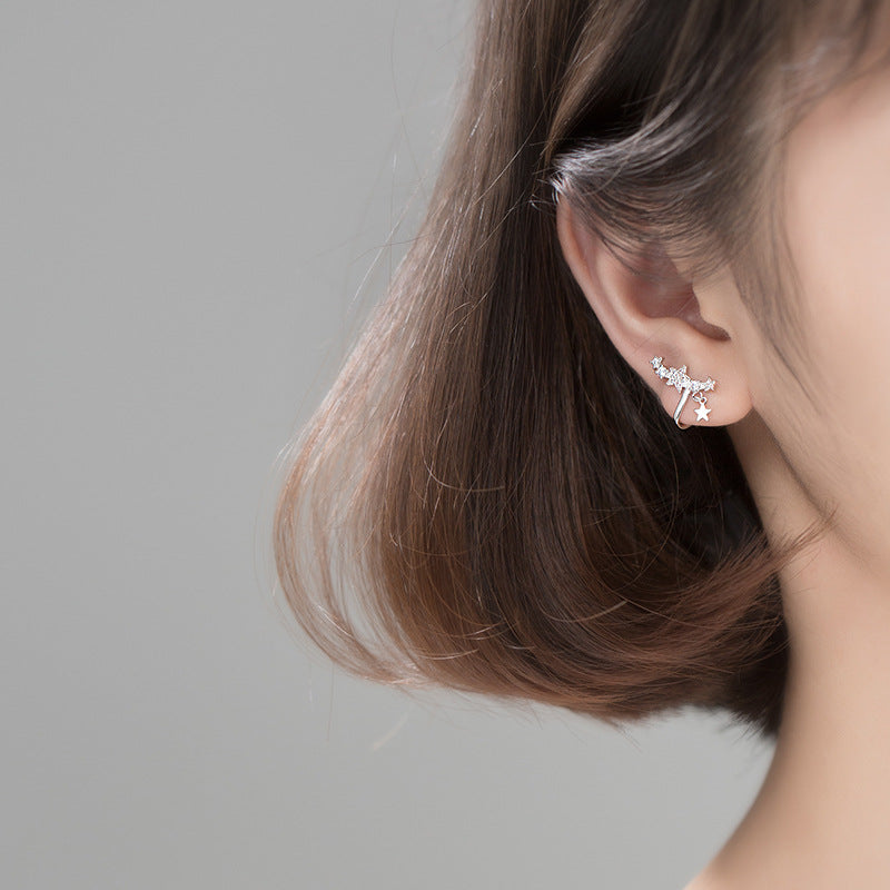 Sier-plated Mori Style Art Lady Star Short Temperamental Earless Ear Clip