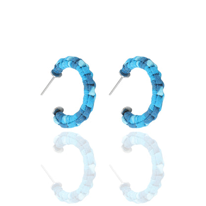 Ocean Braided Silk Petite Hoop Earrings