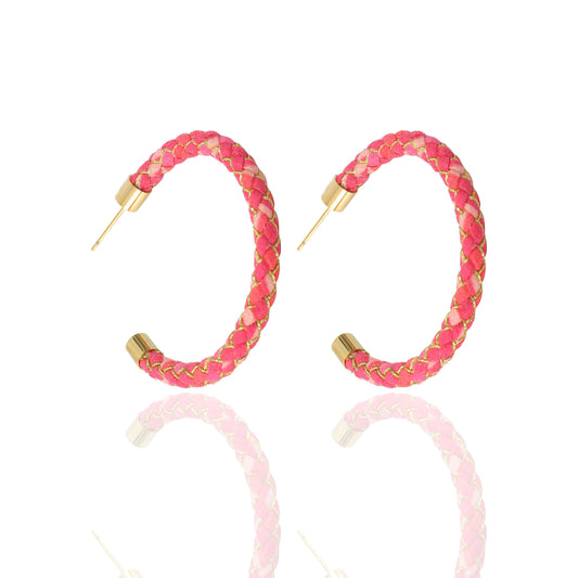 Sunrise Braided Silk Hoop Earrings