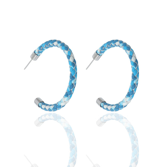 Ocean Braided Silk Hoop Earrings