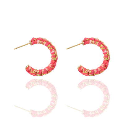 Sunrise Braided Silk Petite Hoop Earrings