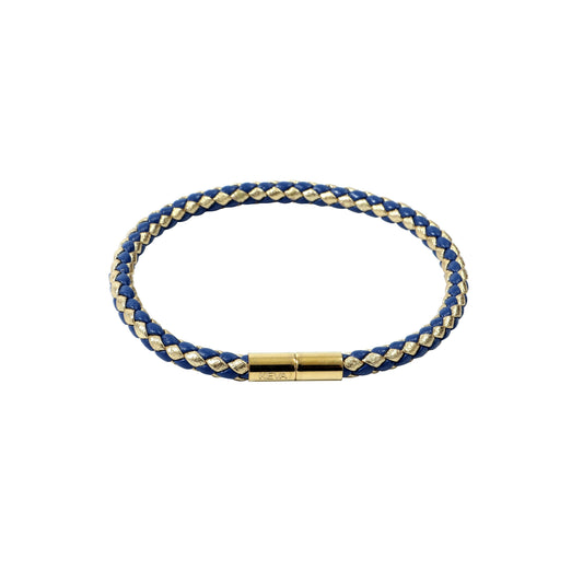 Braided Bracelet - Navy Blue + Gold