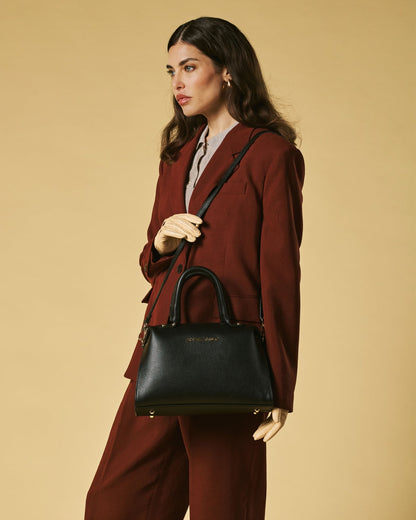 Zita (black) - Italian calf leather women's handbag (with shoulder strap) — photo 3 of 9
