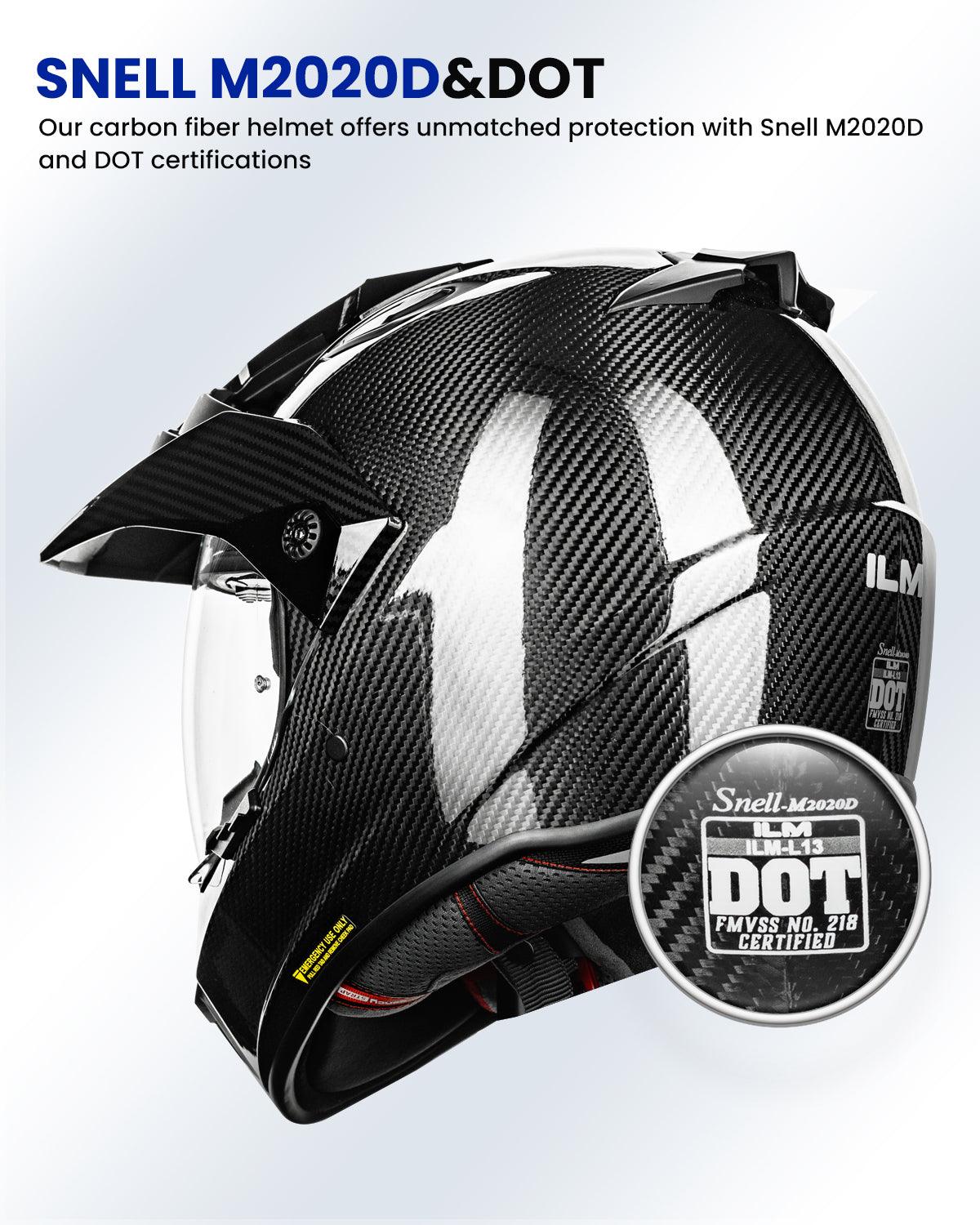 ILM Carbon Fiber Snell M2020D Full Face Motorcycle Adventure Helmet Model L13 — photo 4 of 9