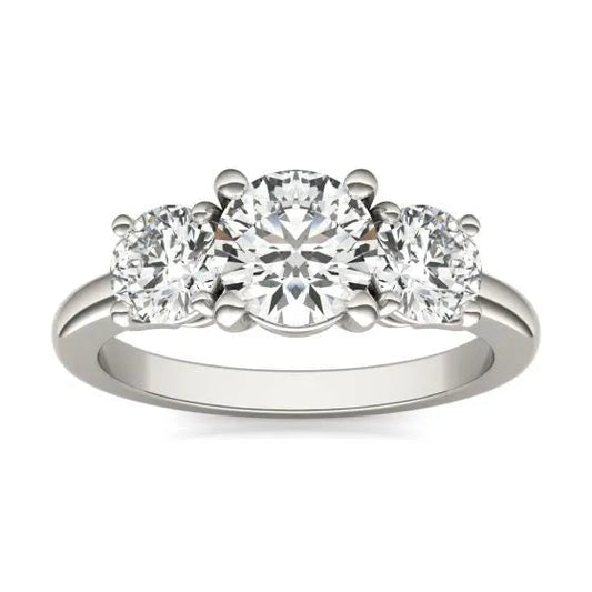 2 CTW AGI Certified Lab Grown Diamond (G-VS) Three Stone Engagement Ring in Choice of 14K Yellow or 14k White Gold