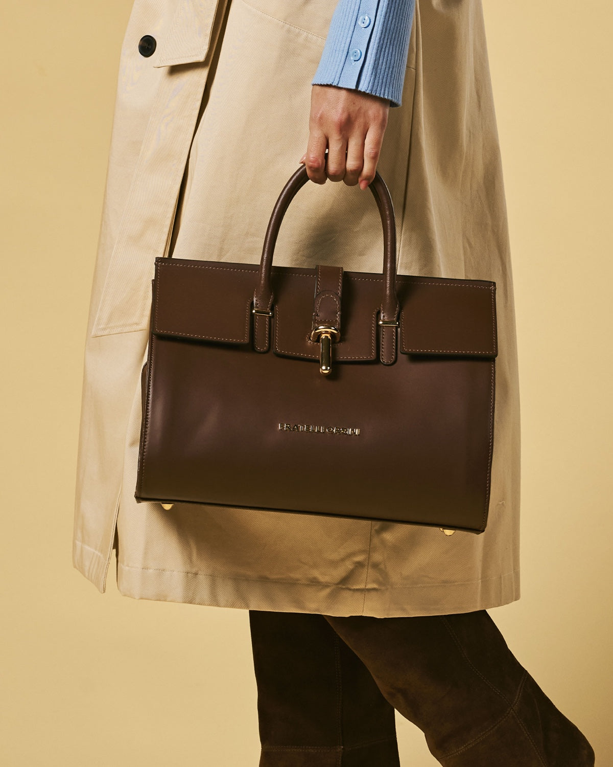 Oriana (brown) - Italian calf leather women's handbag (with shoulder strap) — photo 6 of 10
