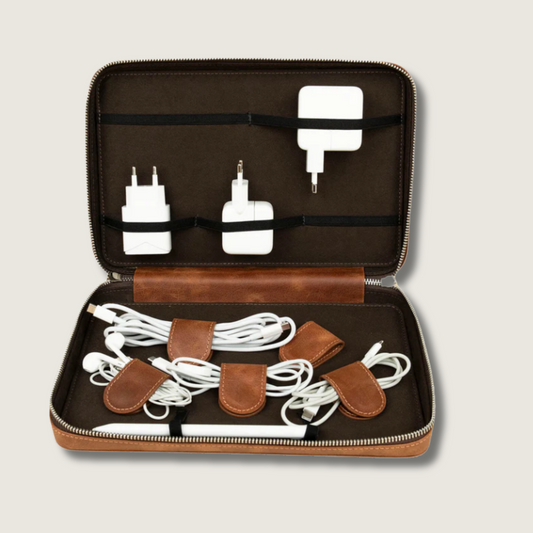 Leather Tech Organizer Case -Rich Brown - Mobile
