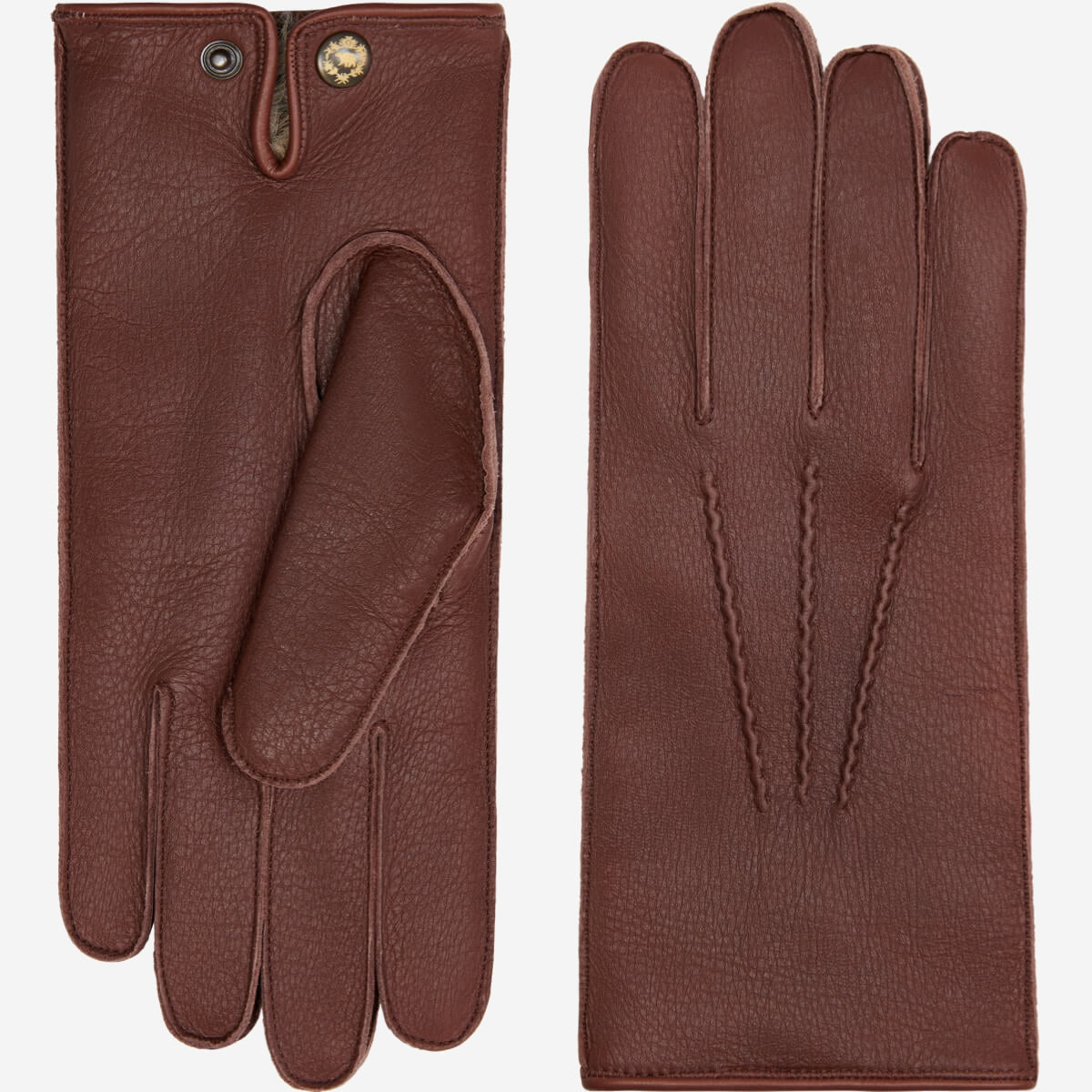 Diego (brown) - Italian gloves made of American deerskin leather with rabbit fur lining — photo 2 of 10